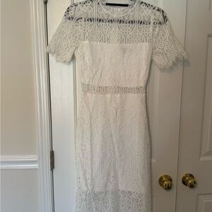 Lulu's White Lace Midi Dress